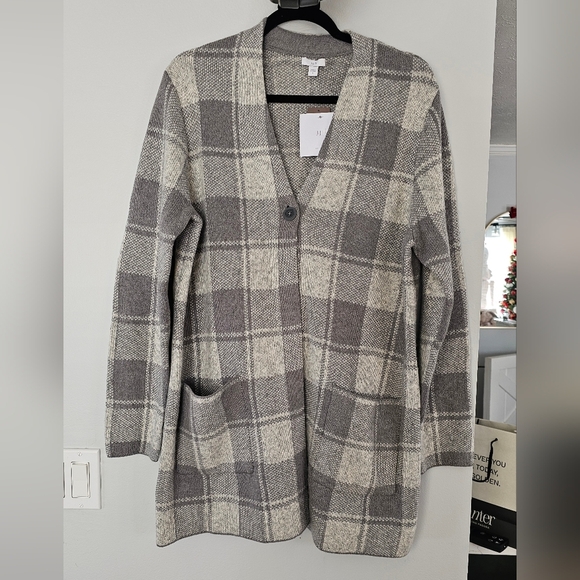 J. Jill Sweaters - J. Jill Gray Plaid Cardigan Sweater